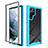 Custodia Silicone Trasparente Laterale 360 Gradi Cover ZJ1 per Samsung Galaxy S22 Ultra 5G Cielo Blu