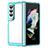 Custodia Silicone Trasparente Laterale Cover J01S per Samsung Galaxy Z Fold3 5G Ciano