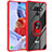 Custodia Silicone Trasparente Specchio Laterale 360 Gradi con Magnetico Anello Supporto per LG Stylo 6 Rosso