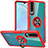 Custodia Silicone Trasparente Specchio Laterale 360 Gradi con Magnetico Anello Supporto S01 per Huawei P30 Rosso