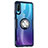 Custodia Silicone Trasparente Specchio Laterale 360 Gradi con Magnetico Anello Supporto Z01 per Huawei P30 Lite Blu