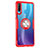 Custodia Silicone Trasparente Specchio Laterale 360 Gradi con Magnetico Anello Supporto Z01 per Huawei P30 Lite New Edition Rosso