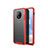 Custodia Silicone Trasparente Specchio Laterale Cover H01 per OnePlus 7T Rosso