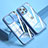 Custodia Silicone Trasparente Specchio Laterale Cover M04 per Apple iPhone 13 Pro Max Blu