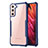 Custodia Silicone Trasparente Specchio Laterale Cover per Samsung Galaxy S21 5G Blu