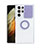 Custodia Silicone Trasparente Ultra Slim Cover Morbida con Anello Supporto S02 per Samsung Galaxy S21 Ultra 5G Viola