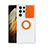 Custodia Silicone Trasparente Ultra Slim Cover Morbida con Anello Supporto S02 per Samsung Galaxy S22 Ultra 5G Arancione