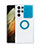 Custodia Silicone Trasparente Ultra Slim Cover Morbida con Anello Supporto S02 per Samsung Galaxy S22 Ultra 5G Blu