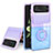 Custodia Silicone Trasparente Ultra Slim Cover Morbida con Anello Supporto S02 per Samsung Galaxy Z Flip3 5G Viola