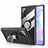 Custodia Silicone Trasparente Ultra Slim Cover Morbida con Magnetico Anello Supporto N02 per Samsung Galaxy Note 20 5G Nero