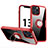 Custodia Silicone Trasparente Ultra Slim Cover Morbida con Magnetico Anello Supporto S01 per Apple iPhone 13 Pro Rosso