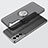 Custodia Silicone Trasparente Ultra Slim Cover Morbida con Magnetico Anello Supporto S02 per Samsung Galaxy S21 5G Grigio