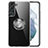 Custodia Silicone Trasparente Ultra Slim Cover Morbida con Magnetico Anello Supporto S02 per Samsung Galaxy S22 5G