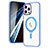 Custodia Silicone Trasparente Ultra Slim Morbida con Mag-Safe Magnetic SD1 per Apple iPhone 12 Pro Max Cielo Blu