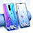 Custodia Silicone Trasparente Ultra Sottile Cover Fiori T01 per Oppo R17 Pro Blu