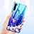 Custodia Silicone Trasparente Ultra Sottile Cover Fiori T01 per Xiaomi Redmi Note 8 Blu