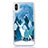 Custodia Silicone Trasparente Ultra Sottile Cover Fiori T22 per Apple iPhone X Blu