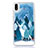 Custodia Silicone Trasparente Ultra Sottile Cover Fiori T22 per Apple iPhone XR Blu