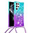 Custodia Silicone Ultra Sottile Cover Morbida Sfumato Y01B per Samsung Galaxy S21 Ultra 5G Multicolore