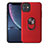 Custodia Silicone Ultra Sottile Morbida Cover con Magnetico Anello Supporto A01 per Apple iPhone 11 Rosso