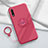 Custodia Silicone Ultra Sottile Morbida Cover con Magnetico Anello Supporto A01 per Huawei Enjoy 10 Rosso Rosa