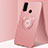 Custodia Silicone Ultra Sottile Morbida Cover con Magnetico Anello Supporto A01 per Huawei Honor Play4T Rosa