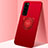 Custodia Silicone Ultra Sottile Morbida Cover con Magnetico Anello Supporto A01 per Huawei Nova 7 5G Rosso