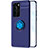 Custodia Silicone Ultra Sottile Morbida Cover con Magnetico Anello Supporto A01 per Huawei P40 Blu