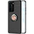 Custodia Silicone Ultra Sottile Morbida Cover con Magnetico Anello Supporto A01 per Huawei P40 Oro e Nero
