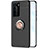 Custodia Silicone Ultra Sottile Morbida Cover con Magnetico Anello Supporto A01 per Huawei P40 Pro Oro e Nero