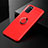 Custodia Silicone Ultra Sottile Morbida Cover con Magnetico Anello Supporto A01 per Oppo A52 Rosso