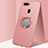 Custodia Silicone Ultra Sottile Morbida Cover con Magnetico Anello Supporto A01 per Oppo A7 Oro Rosa