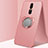 Custodia Silicone Ultra Sottile Morbida Cover con Magnetico Anello Supporto A01 per Oppo A9 Oro Rosa