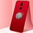 Custodia Silicone Ultra Sottile Morbida Cover con Magnetico Anello Supporto A01 per Oppo A9 Rosso