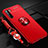 Custodia Silicone Ultra Sottile Morbida Cover con Magnetico Anello Supporto A01 per Oppo A91 Rosso