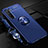 Custodia Silicone Ultra Sottile Morbida Cover con Magnetico Anello Supporto A01 per Oppo F15 Blu