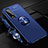 Custodia Silicone Ultra Sottile Morbida Cover con Magnetico Anello Supporto A01 per Oppo Find X2 Blu