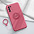 Custodia Silicone Ultra Sottile Morbida Cover con Magnetico Anello Supporto A01 per Oppo Reno5 5G Rosso Rosa