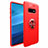 Custodia Silicone Ultra Sottile Morbida Cover con Magnetico Anello Supporto A01 per Samsung Galaxy S10 Plus Rosso