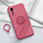 Custodia Silicone Ultra Sottile Morbida Cover con Magnetico Anello Supporto A01 per Vivo X50 5G Rosso Rosa