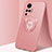 Custodia Silicone Ultra Sottile Morbida Cover con Magnetico Anello Supporto A01 per Vivo X50 Pro 5G Oro Rosa