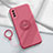 Custodia Silicone Ultra Sottile Morbida Cover con Magnetico Anello Supporto A01 per Vivo Y12s Rosso Rosa