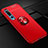 Custodia Silicone Ultra Sottile Morbida Cover con Magnetico Anello Supporto A01 per Xiaomi Mi 10 Rosso