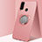 Custodia Silicone Ultra Sottile Morbida Cover con Magnetico Anello Supporto A02 per Huawei Honor Play4T Oro Rosa