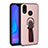 Custodia Silicone Ultra Sottile Morbida Cover con Magnetico Anello Supporto A02 per Huawei P20 Lite Oro Rosa