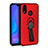 Custodia Silicone Ultra Sottile Morbida Cover con Magnetico Anello Supporto A02 per Huawei P20 Lite Rosso