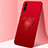 Custodia Silicone Ultra Sottile Morbida Cover con Magnetico Anello Supporto A02 per Huawei Y8p Rosso