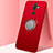 Custodia Silicone Ultra Sottile Morbida Cover con Magnetico Anello Supporto A02 per Nokia 7 Plus Rosso