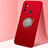 Custodia Silicone Ultra Sottile Morbida Cover con Magnetico Anello Supporto A02 per Oppo A32 Rosso