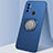 Custodia Silicone Ultra Sottile Morbida Cover con Magnetico Anello Supporto A02 per Oppo A53s Blu